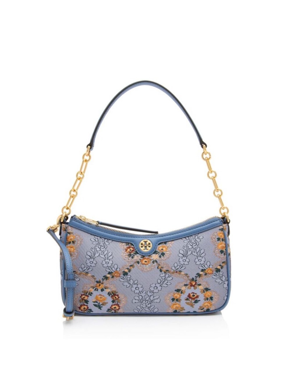 Tory Burch T Monogram Brocade Studio - Sea Frost